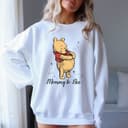 Mommy To Bee Sweatshirt, Cartoon Pooh Pregnancy Reveal Gift 2 small thumbnail