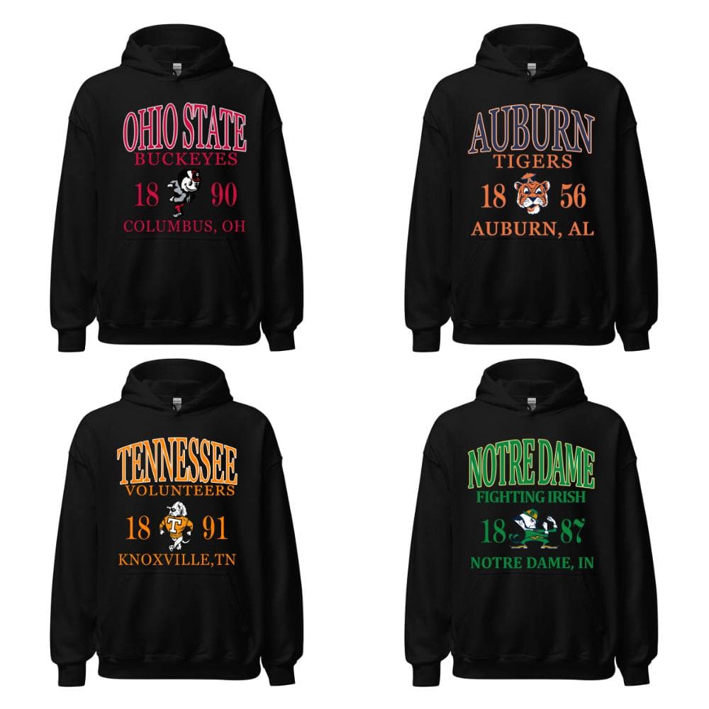NCAA Todos los Equipos Hoodie Unisex Gráfico Vintage - Para Fans – image 1, Vintage College Tee, NCAA T-Shirt, Alabama Crimson Tide tshirt, Ohio State Buckeyes tshirt, Texas Longhorns tshirt, Georgia Bulldogs tshirt, Michigan Wolverines tshirt