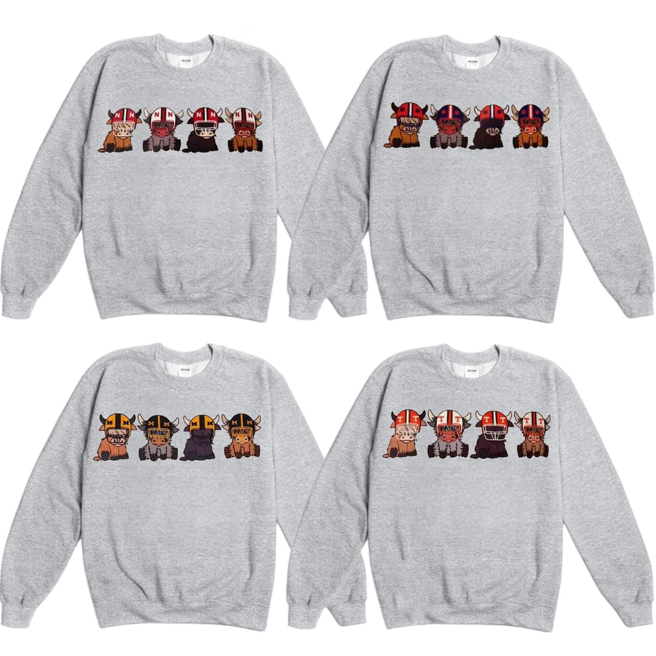 NCAA College Football Highland Cow Sudaderas - Todos los Equipos – image 1, Vintage College Tee, NCAA T-Shirt, Alabama Crimson Tide tshirt, Ohio State Buckeyes tshirt, Texas Longhorns tshirt, Georgia Bulldogs tshirt, Michigan Wolverines tshirt