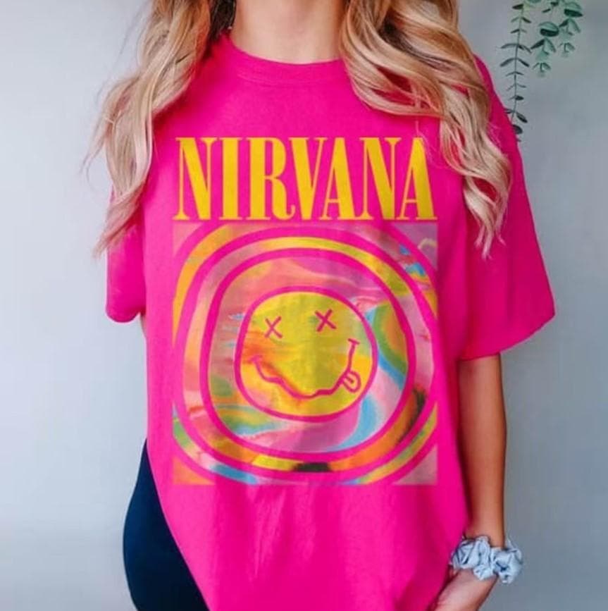 Nirvana Smile Face Sweatshirt, Preppy Sweatshirt, 90's sweatshirt, Nirvana Sweatshirt, Hot Pink Nirvana Sweater, Sweatshirt, Hoodie – image 2, Nirvana Smile Face Tee, nirvana shirt, nirvana tee shirt, shirt nirvana, nirvana t shirt, nirvana tshirt, nirvana band tee