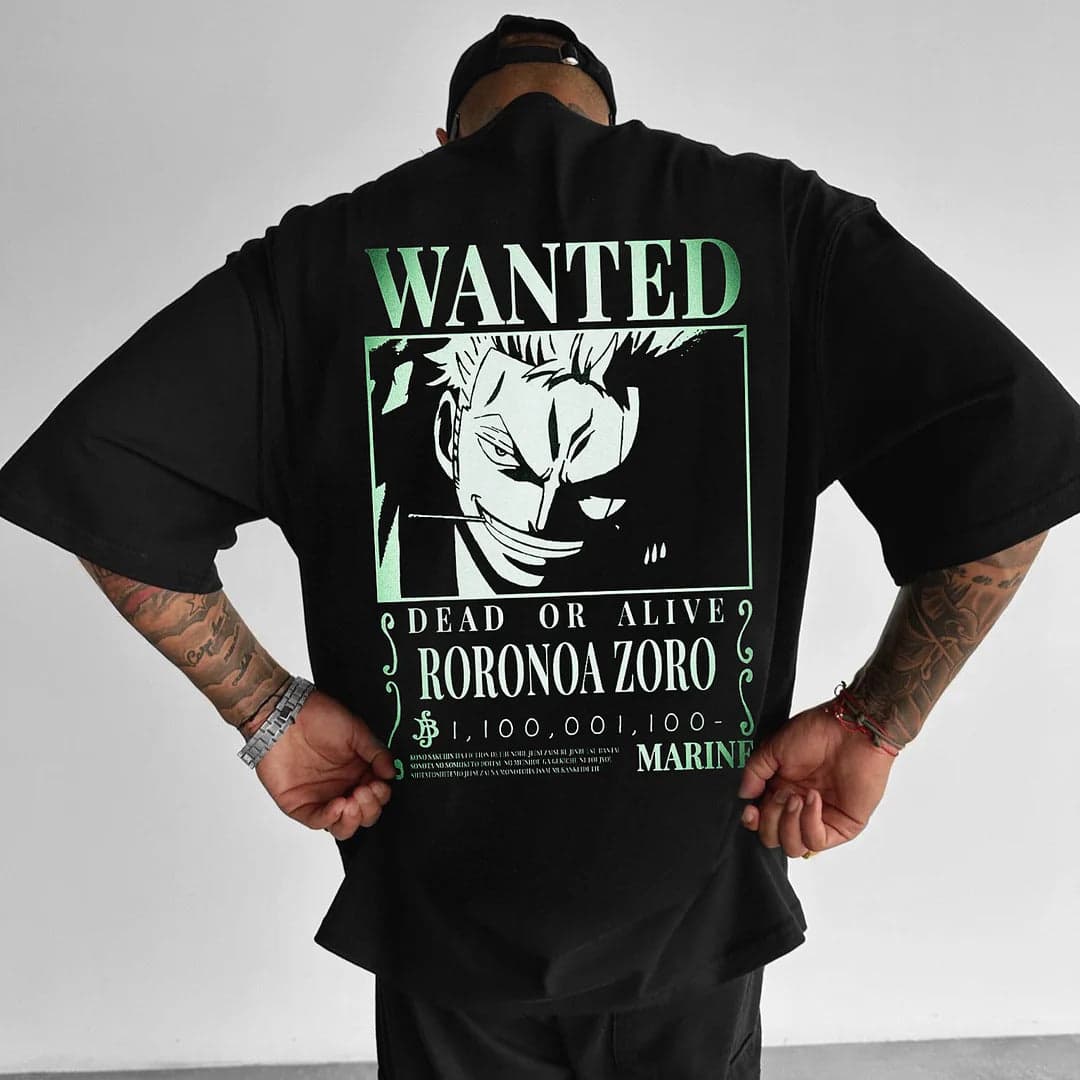 One Piece Zoro Wanted Anime Plus Size T-Shirt Hoodie Sweatshirt Cotton Gift – image 1, One Piece Tee, One Piece Merch, One Piece Shirt, One Piece Sweatshirt, One Piece Hoodie, One Piece Clothes