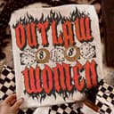 Outlaw Women Flames T-Shirt, vintage crewneck Sweatshirts, western outfit women Hoodie, cowgirl outfits Comfort Colors 1 small thumbnail