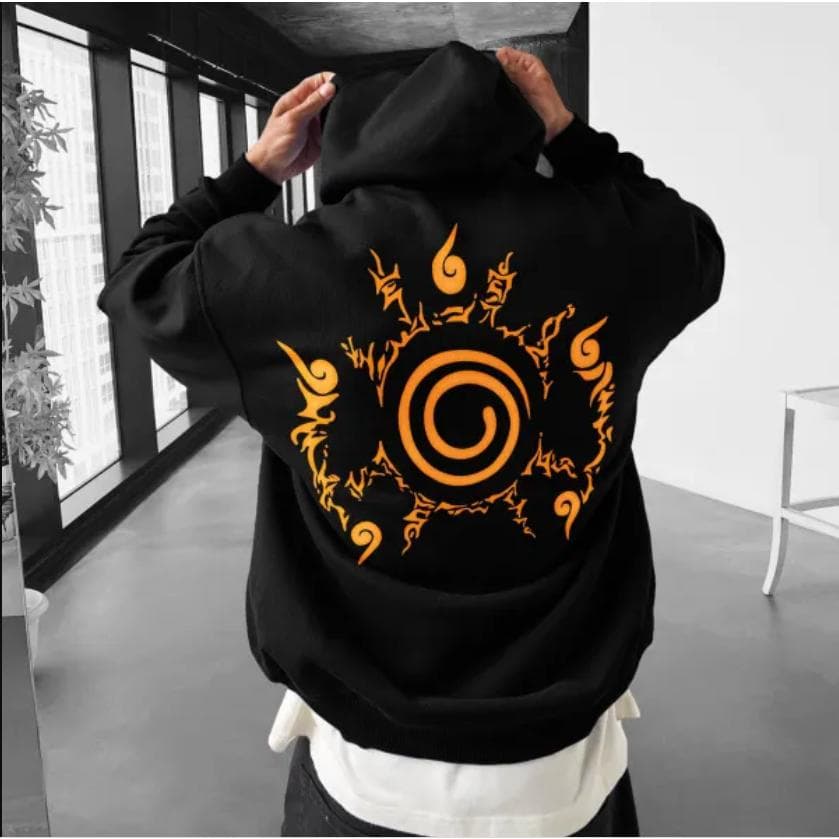 Oversized Naruto Anime Print Hoodie for Men | Casual Fall Outfit – image 1, One Piece Tee, One Piece Shirt, One Piece Sweatshirt, One Piece Hoodie, One Piece Clothes