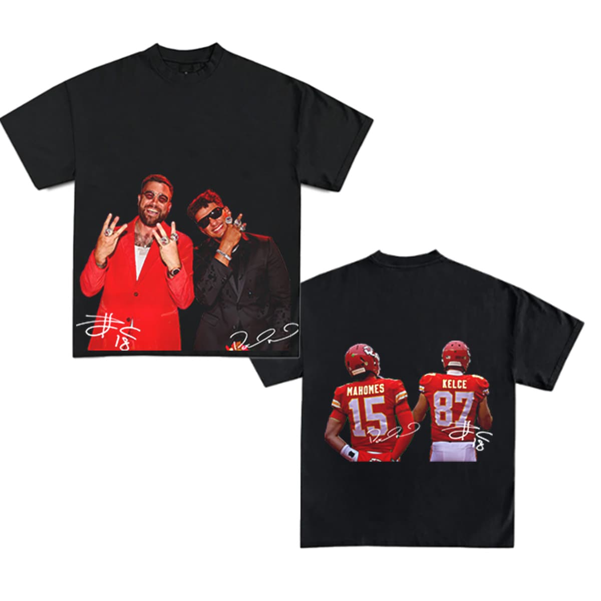 Patrickk Mahomes & Travis Rings Kansas City Football Fan Tee – image 1, Kansas City Chiefs Tee, kansas chiefs merch, travis kelce shirt, travis kelce tshirt, kansas city chiefs sweatshirt, chiefs sweatshirts, kc chiefs sweatshirts