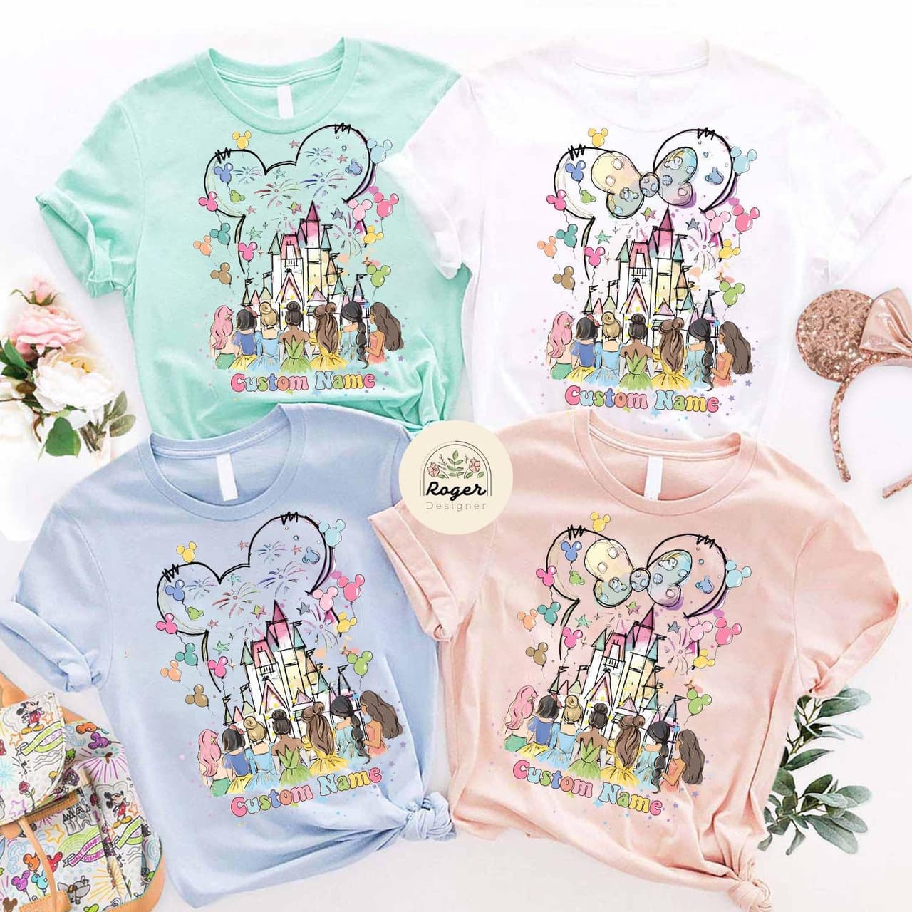 Personalized Watercolor Princess Shirts for Magic Kingdom 2025 Trip – image 4, disney shirt, cameron boyce merch, disney shirts for women, disney tee shirts womens, womens disney tee, disney family shirts, disney t shirts family