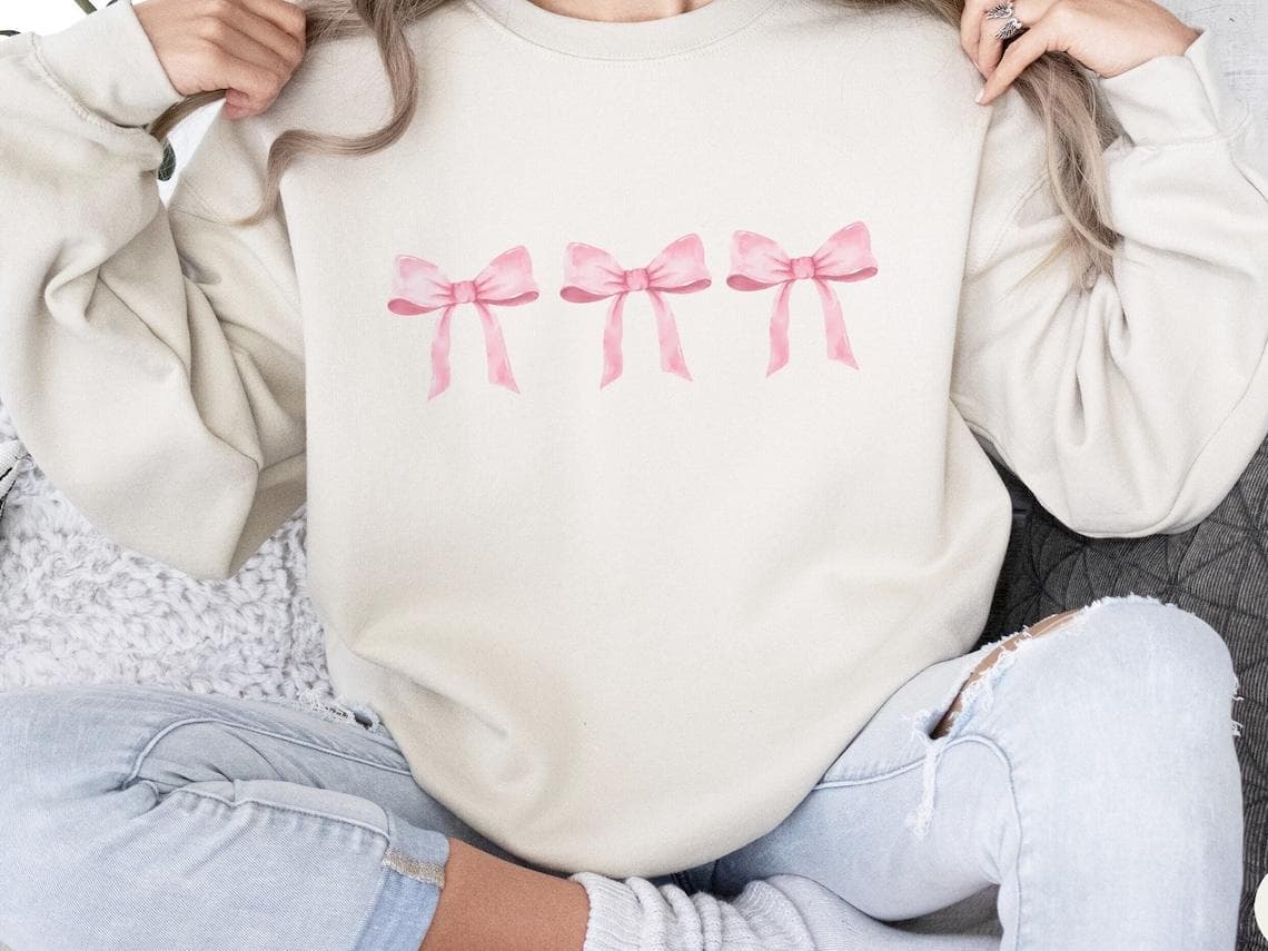 Pink Bow Coquette Sweatshirt & Hoodie | Soft Girl Era Balletcore – image 1, Bow Coquette Tee, Bow Coquette Merch, Bow Coquette Shirt, Bow Coquette Sweatshirt, Bow Coquette Hoodie, Bow Coquette Clothes