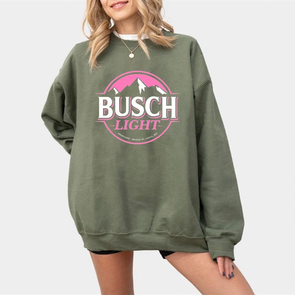 Pink Busch Light Beer para Mujer 80s Casual Crewneck Camiseta Hoodie – image 4, Busch Tee, Busch Merch, Busch Shirt, Busch Sweatshirt, Busch Hoodie, Busch Clothes