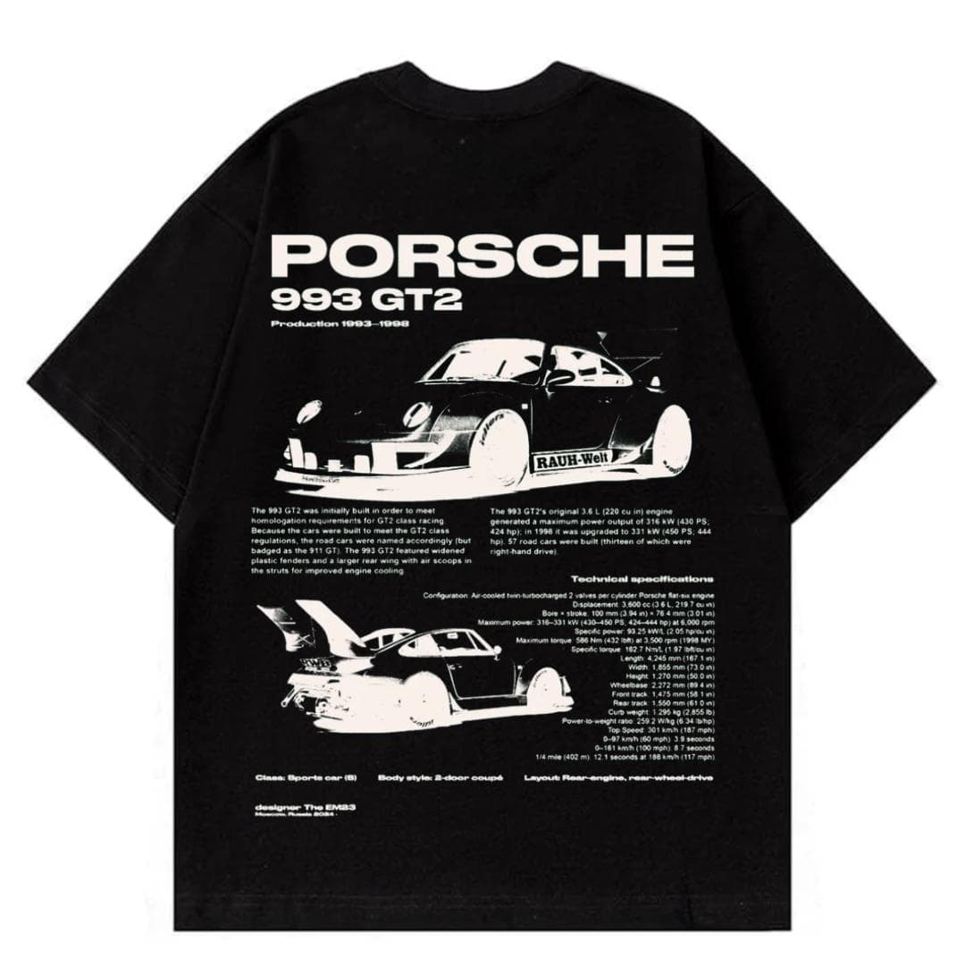 Porsche 993 GT2 T-shirt | Car Enthusiast & Automotive Clothing – image 3, Porsche Tee, Porsche 911 Tee, Porsche Tee, Porsche Shirt, Porsche Sweatshirt, Porsche Hoodie