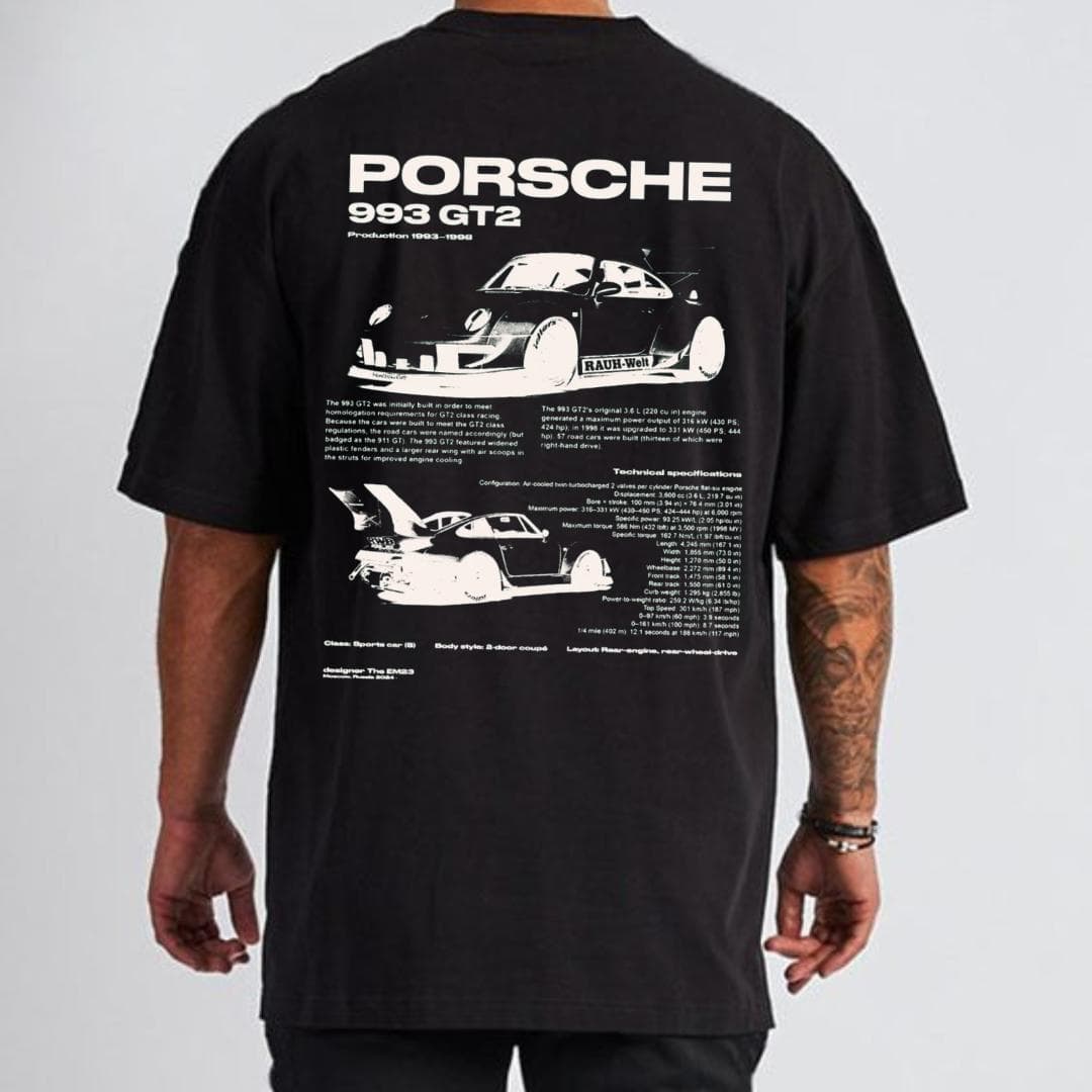 Porsche 993 GT2 T-shirt | Car Enthusiast & Automotive Clothing – image 4, Porsche Tee, Porsche 911 Tee, Porsche Tee, Porsche Shirt, Porsche Sweatshirt, Porsche Hoodie