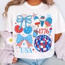 Camiseta Preppy Coquette USA Comfort Colors - Patriótica 4 de Julio 2 small thumbnail