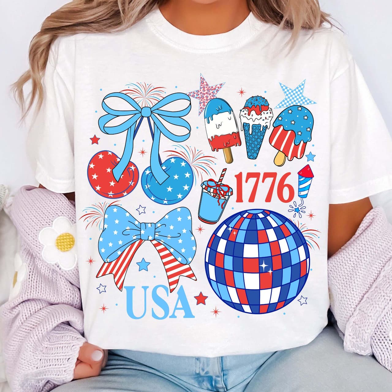 Camiseta Preppy Coquette USA Comfort Colors - Patriótica 4 de Julio – image 2, Preppy Coquette Tee, Preppy Coquette Merch, Preppy Coquette Shirt, Preppy Coquette Sweatshirt, Preppy Coquette Hoodie, Preppy Coquette Clothes