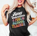 Public School Teacher Funny Quote T-Shirt Graphic Gift Men Women 2 small thumbnail