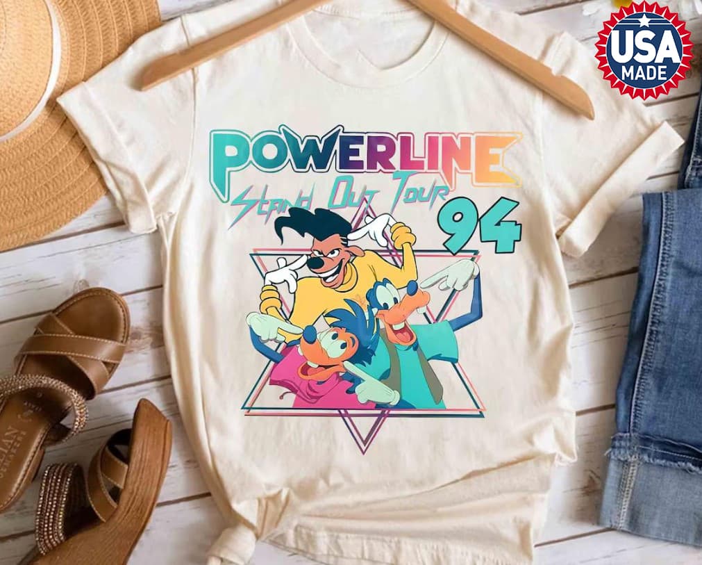 Retro 90s a Goofy Movie Powerline Stand Out Tour 94 T-Shirt, Magic Kingdom Holiday Unisex Sweatshirt, Family Birthday Hoodie, Comfort Colors – image 1, Goofy Tee, goofy shirt, goofy merch, goofy sweatshirt, goofy hoodie, disney shirt, cameron boyce merch