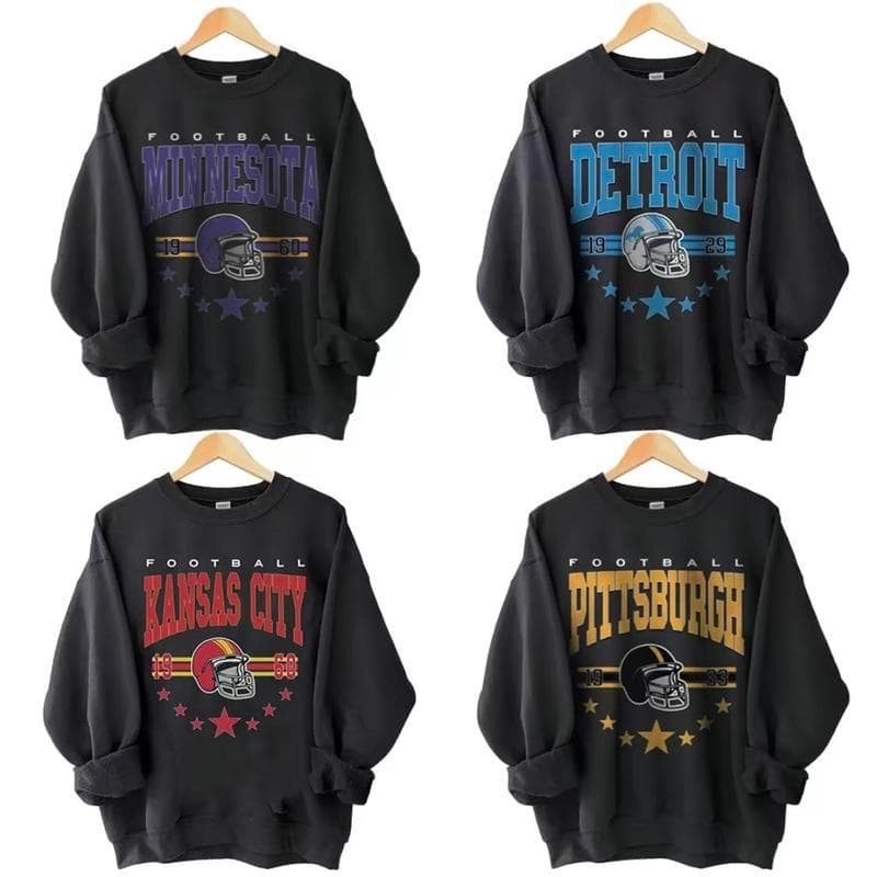 Sudadera retro de fútbol estilo años 90, camiseta vintage de 1960, regalo clásico unisex para fans – image 1, NFL Tee, San Francisco 49ers Tee, Dallas Cowboys Tee, Detroit Lions Tee, Kansas City Chiefs Tee, Tampa Bay Buccaneers Tee, Arizona Cardinals Tee