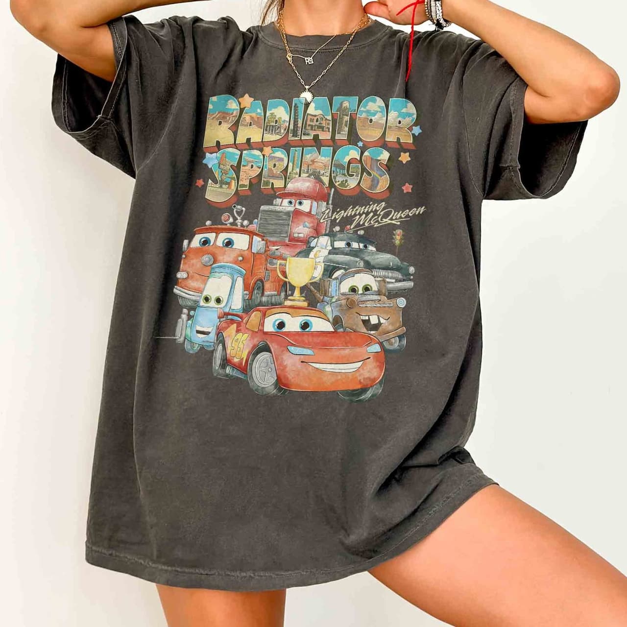 Retro Comfort Colors Lightning McQueen Radiator Springs Disney Cars Shirt – image 1, disney shirt, cameron boyce merch, disney shirts for women, disney tee shirts womens, womens disney tee, disney family shirts, disney t shirts family