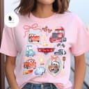 Retro Coquette Bows Cars T-shirt: Lightning McQueen Birthday Family Girl Trip Tee 2 small thumbnail