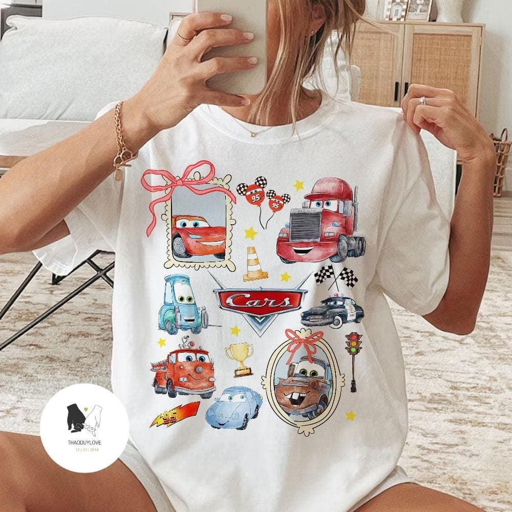 Retro Coquette Bows Cars T-shirt: Lightning McQueen Birthday Family Girl Trip Tee – image 3, Coquette Bows Cars Tee, Coquette Bows Cars Merch, Coquette Bows Cars Shirt, Coquette Bows Cars Sweatshirt, Coquette Bows Cars Hoodie, Coquette Bows Cars Clothes