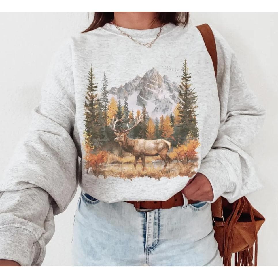 Sudadera Retro Deer Wilderness - Nostalgia 90s Boho Unisex Cuello Redondo – image 2, Deer hunting Tee, Deer hunting Merch, Deer hunting Shirt, Deer hunting Sweatshirt, Deer hunting Hoodie, Deer hunting Clothes