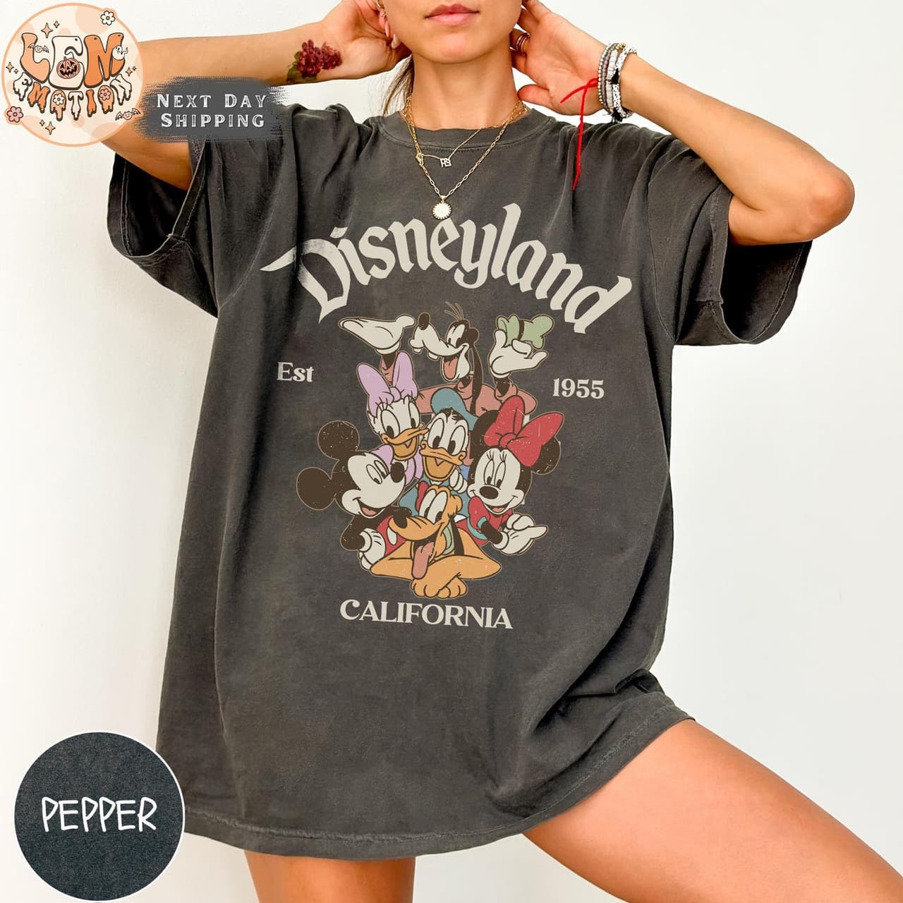 Retro Disneeyland California & WDW Comfort Shirt Est 1955, Mickeey & Friends Tee – image 1, disney shirt, cameron boyce merch, disney shirts for women, disney tee shirts womens, womens disney tee, disney family shirts, disney t shirts family