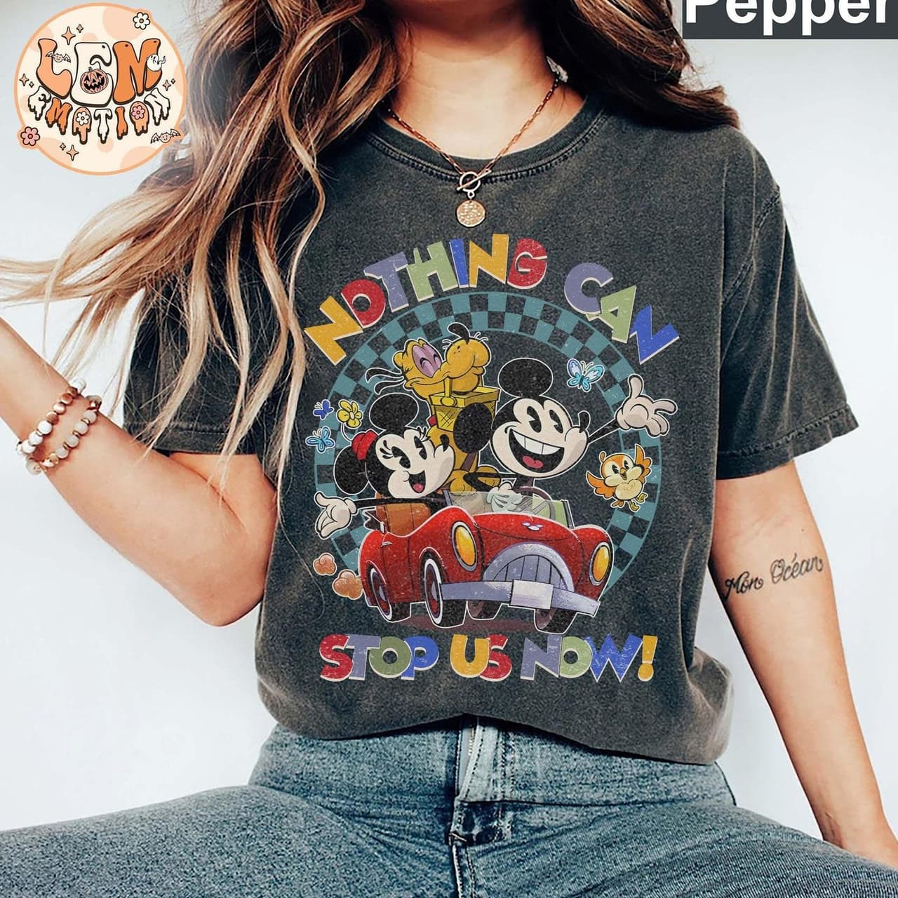 Retro Disney Mickey & Minnie Runaway Railway Shirt: Vacation Trip Tee – image 1, Mickey Tee, Mickey Merch, Mickey Shirt, Mickey Sweatshirt, Mickey Hoodie, Mickey Clothes