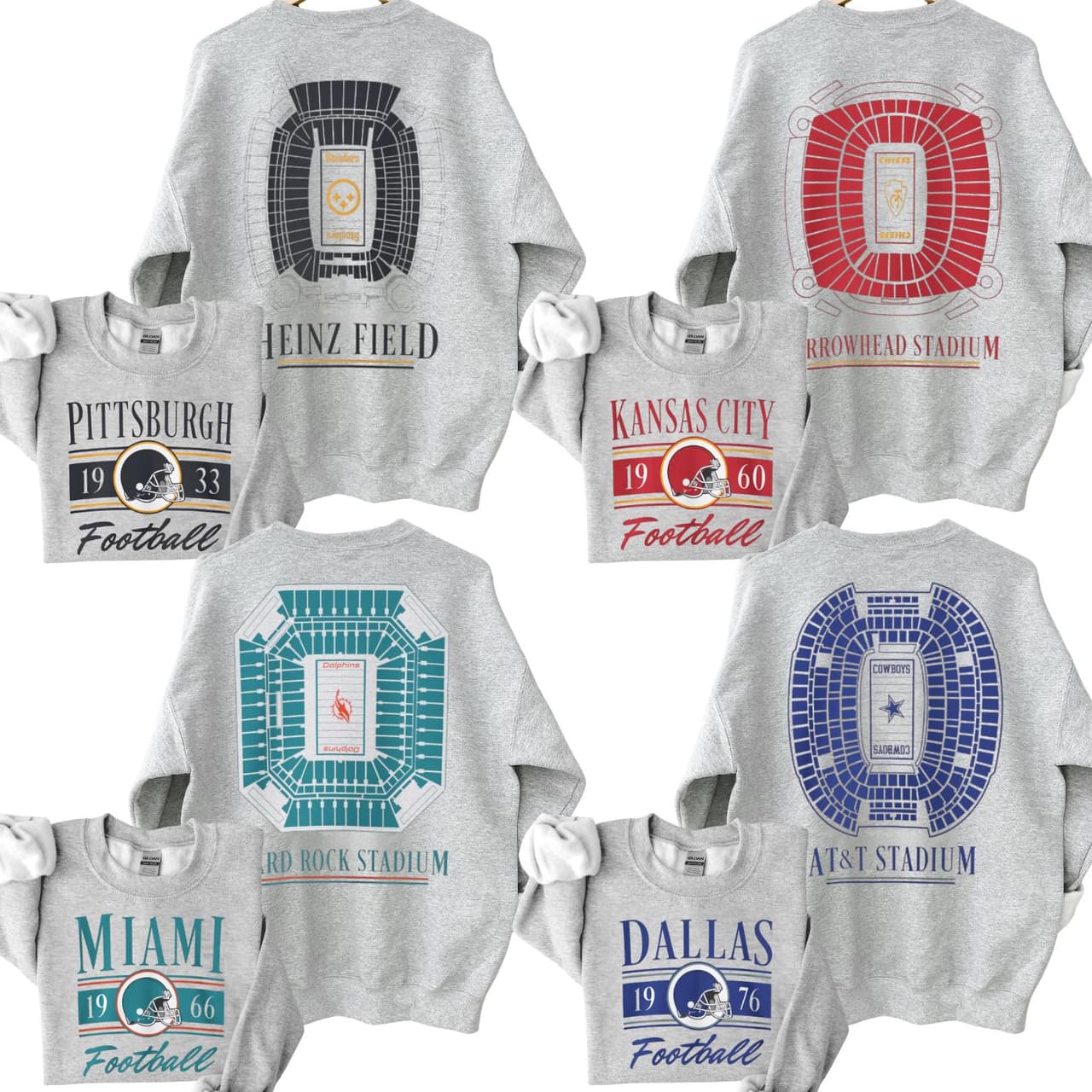 Retro Graphic All Team Football 2 Sided Sweatshirt, Football Thowback Vintage All Teams For Fans Sweatshirt, Unisex Vintage College Football Crewnecks – image 2, NFL Tee, San Francisco 49ers Tee, Dallas Cowboys Tee, Detroit Lions Tee, Kansas City Chiefs Tee, Tampa Bay Buccaneers Tee, Arizona Cardinals Tee