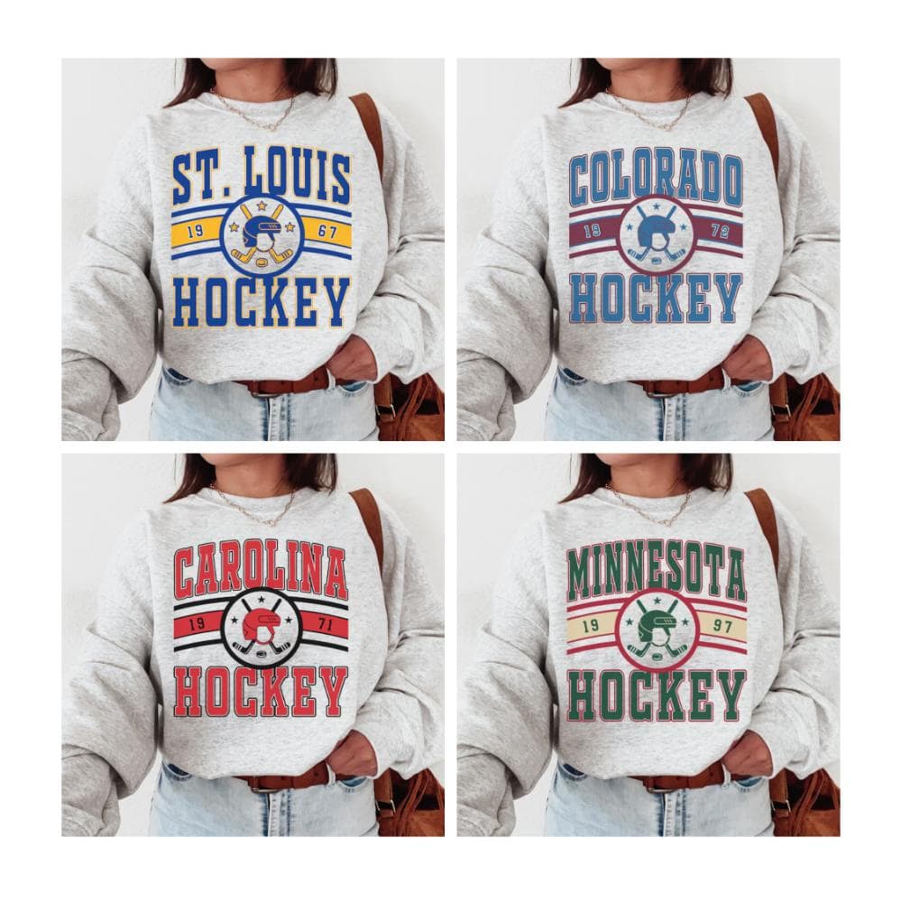 Retro Ice Hockey Sweatshirt, 90s Vintage All Team Hockey Sweatshirt, Crewneck Sweatshirt, Gift for Everyone, Gift for Fan, Jersey Hockey Gift for Hockey Fan – image 1, NHL Tee, Anaheim Ducks Tee, Boston Bruins Tee, Buffalo Sabres Tee, Calgary Flames Tee, Carolina Hurricanes Tee, Chicago Blackhawks Tee