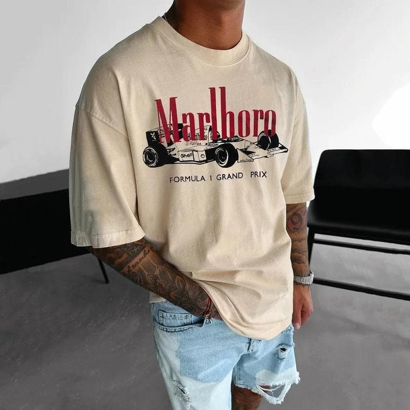 Camiseta Retro Marlboro F1 Grand Prix de Carreras - Hombres, Mujeres, Parte Superior de Algodón – image 1, Marlboro Tee, Marlboro Merch, Marlboro Shirt, Marlboro Sweatshirt, Marlboro Hoodie, Marlboro Clothes