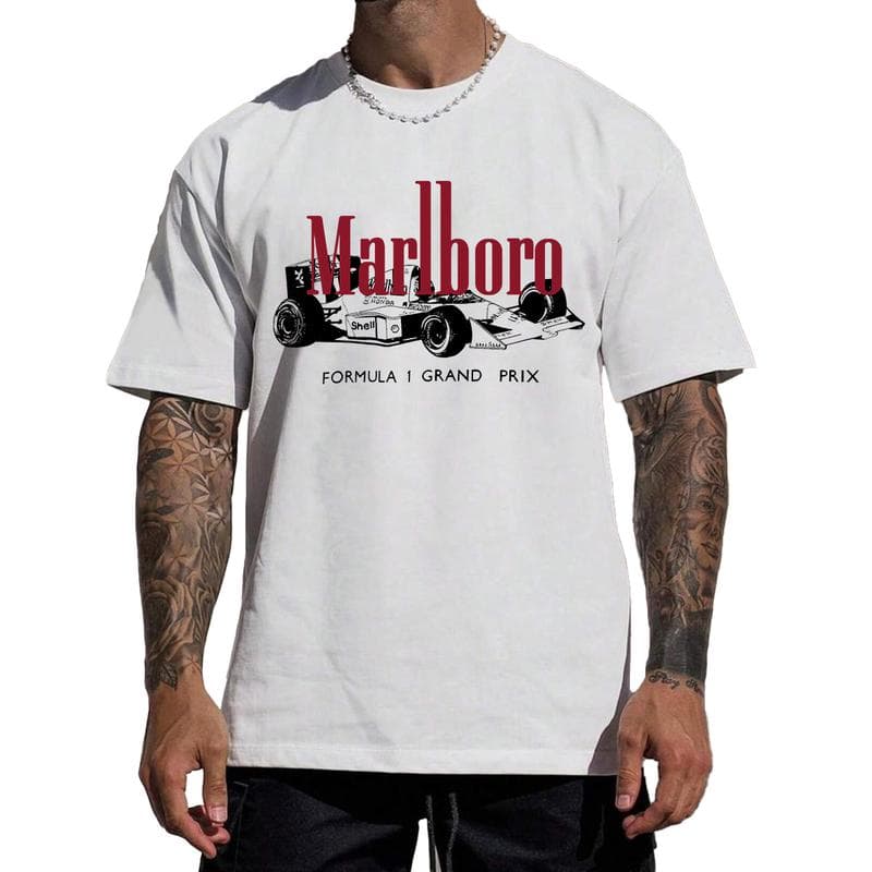 Camiseta Retro Marlboro F1 Grand Prix de Carreras - Hombres, Mujeres, Parte Superior de Algodón – image 2, Marlboro Tee, Marlboro Merch, Marlboro Shirt, Marlboro Sweatshirt, Marlboro Hoodie, Marlboro Clothes