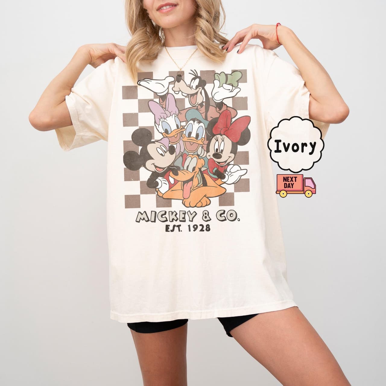 Retro Mickkey Co 1928 & Friends Checkered Shirt, Vintage Disnneyworld Disneyland Trip Family Tee – image 2, disney shirt, cameron boyce merch, disney shirts for women, disney tee shirts womens, womens disney tee, disney family shirts, disney t shirts family