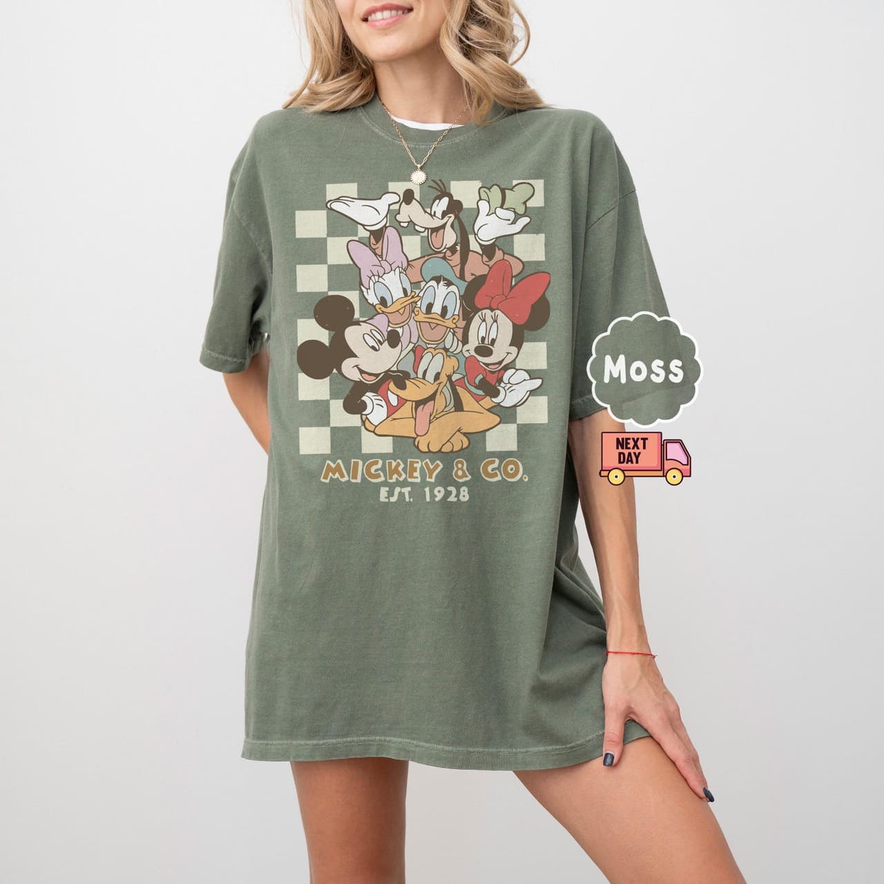 Retro Mickkey Co 1928 & Friends Checkered Shirt, Vintage Disnneyworld Disneyland Trip Family Tee – image 3, disney shirt, cameron boyce merch, disney shirts for women, disney tee shirts womens, womens disney tee, disney family shirts, disney t shirts family