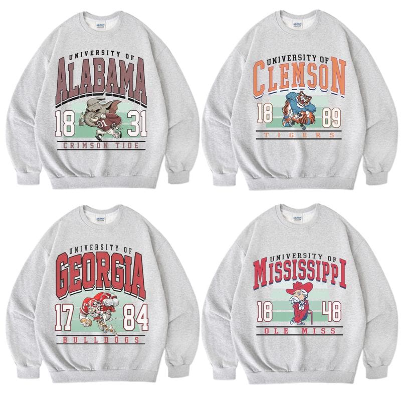 Retro NCAA All University Football Sweatshirt, Vintage All Team NCAA Football Sweatshirt, Crewneck for Mens, for Womens, Fall Sweaters – image 1, Vintage College Tee, NCAA T-Shirt, Alabama Crimson Tide tshirt, Ohio State Buckeyes tshirt, Texas Longhorns tshirt, Georgia Bulldogs tshirt, Michigan Wolverines tshirt