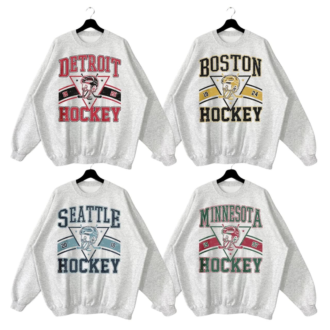 Retro Style Vintage Hockey Crewneck Sweatshirt for All Teams, Unisex Fan Gear – image 1, NHL Tee, Anaheim Ducks Tee, Boston Bruins Tee, Buffalo Sabres Tee, Calgary Flames Tee, Carolina Hurricanes Tee, Chicago Blackhawks Tee