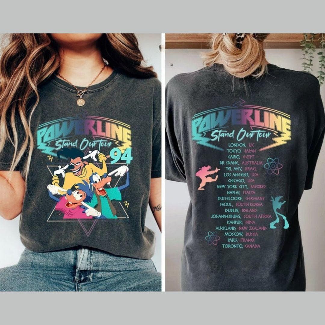 Retro Unisex A Goofy Movie Powerline World Tour 95 T-Shirt Vintage 90s Disney – image 1, A Goofy Movie Powerline World Tour 95 Tee, A Goofy Movie Powerline World Tour 95 Merch, A Goofy Movie Powerline World Tour 95 Shirt, A Goofy Movie Powerline World Tour 95 Sweatshirt, A Goofy Movie Powerline World Tour 95 Hoodie, A Goofy Movie Powerline World Tour 95 Clothes