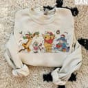 Retro Winnie Pooh Christmas Sweatshirt, Pooh Christmas Hoodie, Holiday Tee, Winter Crewneck Comfort Colors 1 small thumbnail