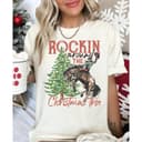 Rockin' Around Christmas Tree Shirt, Country Retro Western Xmas Tee 1 small thumbnail
