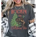Rockin' Around Christmas Tree Shirt, Country Retro Western Xmas Tee 3 small thumbnail