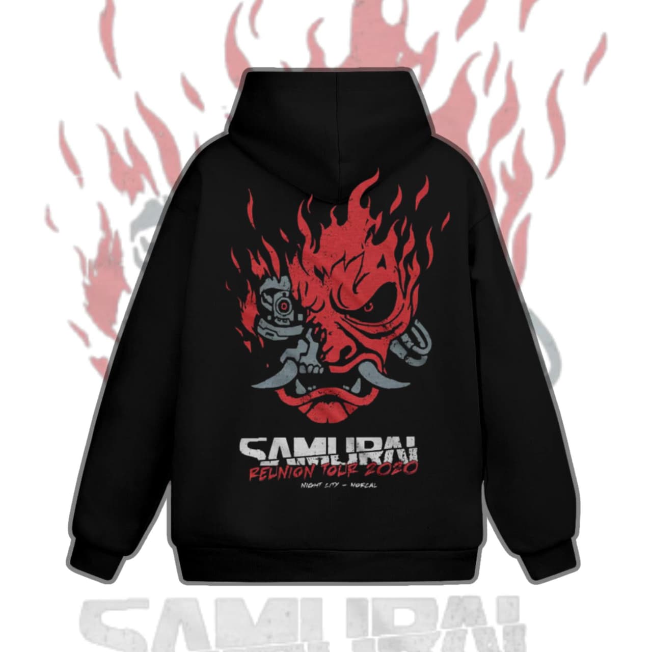 Samurai Reunion Tour Shirt, 2 sided Classic Samurai Band Hoodie, Cyberpunk Samurai Sweatshirt – image 2, Samurai Reunion Tour Tee, Samurai Reunion Tour Shirt, Samurai Reunion Tour Sweatshirt, Samurai Reunion Tour Hoodie, Samurai Reunion Tour Clothes