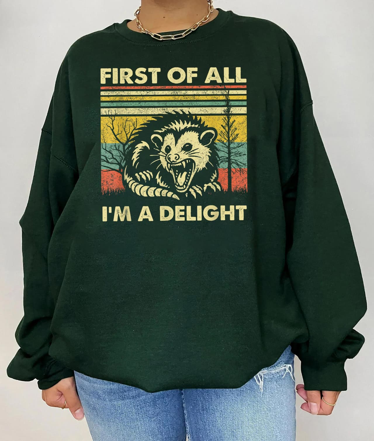 Sarcastic Opossum 'I'm A Delight' Shirt, Sweatshirt, Hoodie – image 1, I'm A Delight Tee, I'm A Delight Merch, I'm A Delight Shirt, I'm A Delight Sweatshirt, I'm A Delight Hoodie, I'm A Delight Clothes