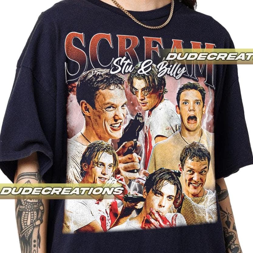 Scream Movie Stu Macher Billy Loomis Vintage Horror Unisex T-Shirt – image 2, Scream Movie Tee, Scream Movie Merch, Scream Movie Shirt, Scream Movie Sweatshirt, Scream Movie Hoodie, Scream Movie Clothes