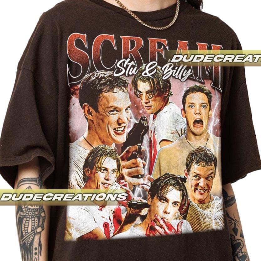 Scream Movie Stu Macher Billy Loomis Vintage Horror Unisex T-Shirt – image 3, Scream Movie Tee, Scream Movie Merch, Scream Movie Shirt, Scream Movie Sweatshirt, Scream Movie Hoodie, Scream Movie Clothes