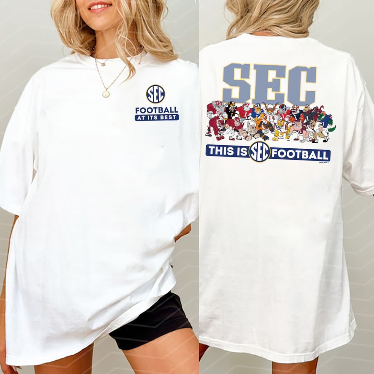 Camiseta SEC Football Mascotas 2024 Doble Cara - Regalo Fan Vintage – image 1, SEC Tee, SEC Merch, SEC Shirt, SEC Sweatshirt, SEC Hoodie, SEC Clothes