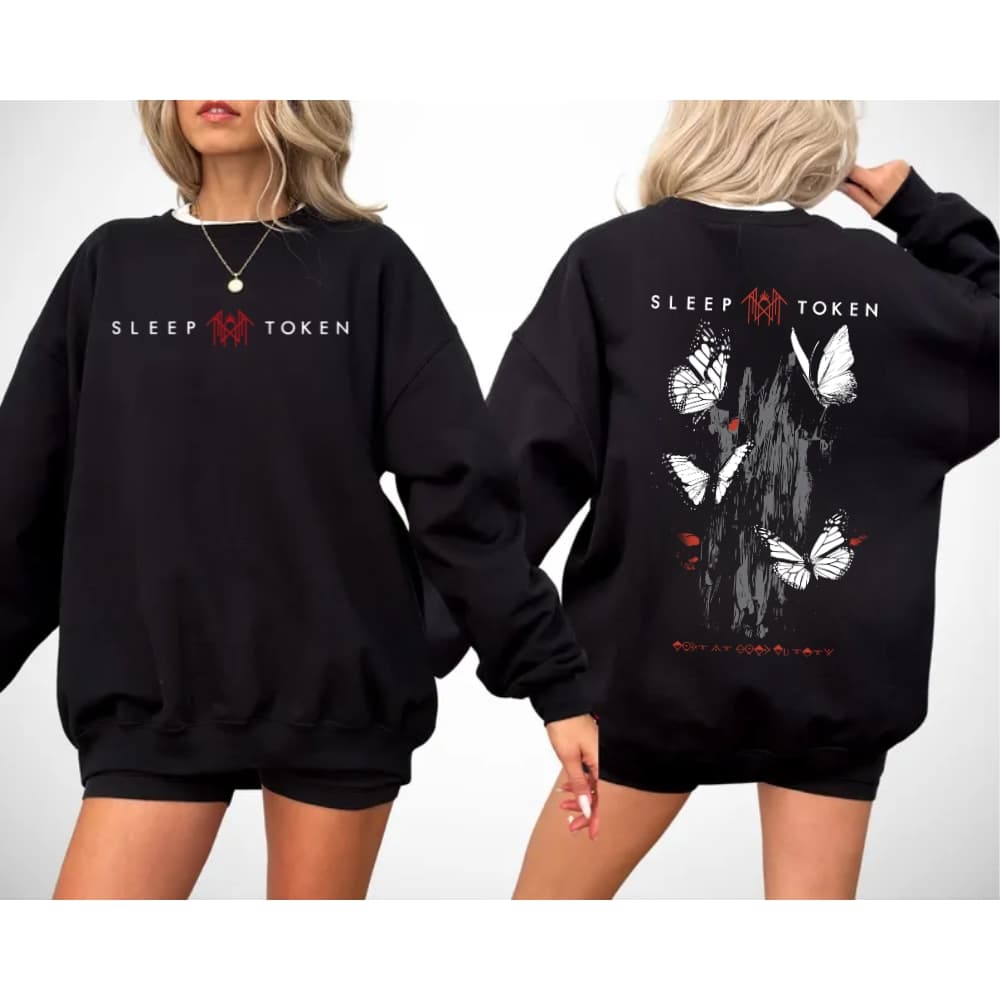 Sleep Token Butterflies Band Logo 2-Side Hoodie, T-Shirt – image 4, Sleep Token Tee, sleep token merch, sleeptoken merch, sleep token shirt, sleep token t shirt, sleep token sweatshirt, sleep token hoodie