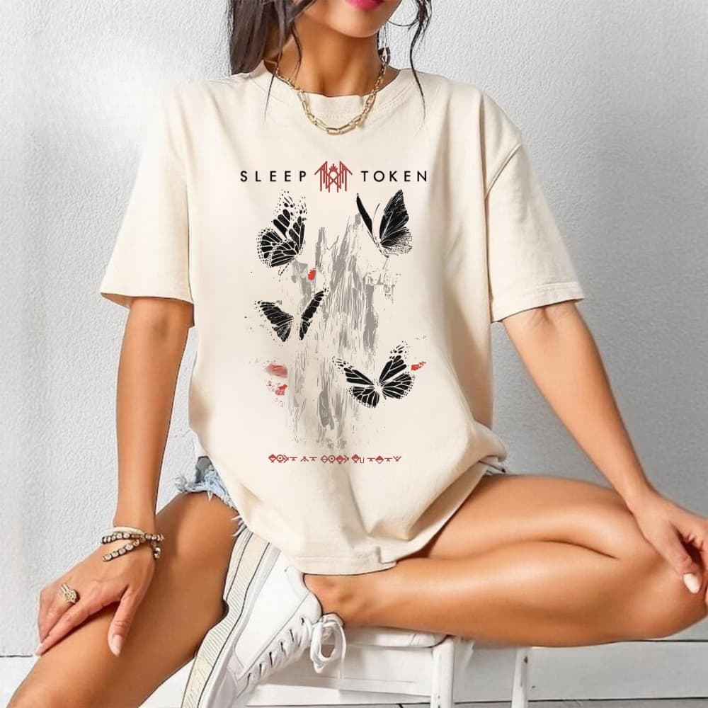 Sleep Token Butterflies Band Logo T-Shirt, Rock Off officially licensed products Sleep Token Butterflies Band Logo Sweatshirt or Hoodie – image 4, Sleep Token Tee, sleep token merch, sleeptoken merch, sleep token shirt, sleep token t shirt, sleep token sweatshirt, sleep token hoodie