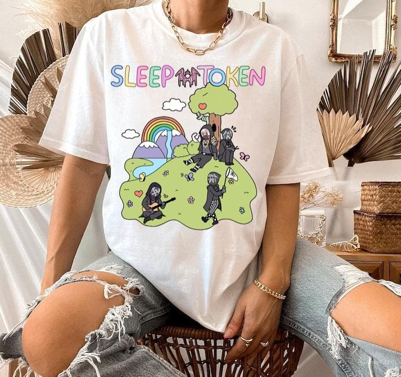 Camiseta de Algodón Sleep Token Cowboy Rider Arcoíris – image 1, Sleep Token Cowboy Rider Tee, Sleep Token Cowboy Rider Merch, Sleep Token Cowboy Rider Shirt, Sleep Token Cowboy Rider Sweatshirt, Sleep Token Cowboy Rider Hoodie, Sleep Token Cowboy Rider Clothes