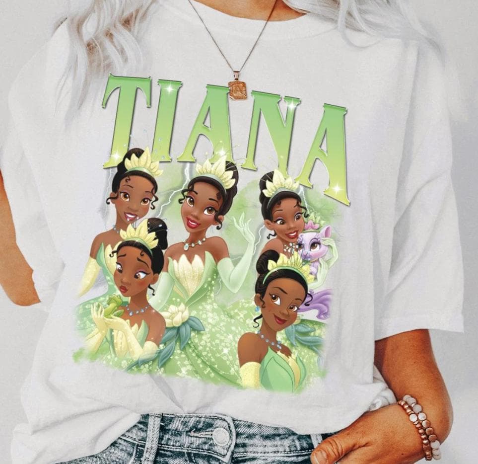 Tiana & Frog Princess Portrait Vintage Tee - Funny 2024 Family Trip Gift – image 4, disney shirt, cameron boyce merch, disney shirts for women, disney tee shirts womens, womens disney tee, disney family shirts, disney t shirts family