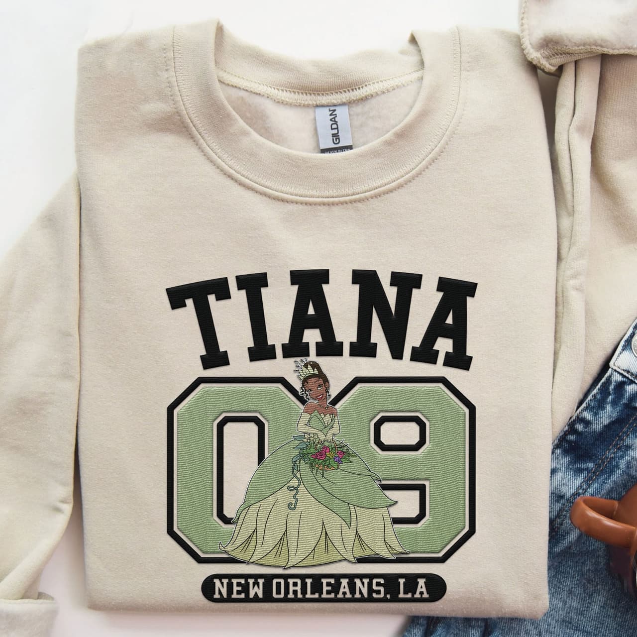 Tianaaa Princess And The Frog Sweatshirt, Retro Sweater, Girls Trip, World 2404 – image 1, Disneey Princess Tee, Tiana PrincessTee, disney shirt, cameron boyce merch, disney shirts for women, disney tee shirts womens, womens disney tee