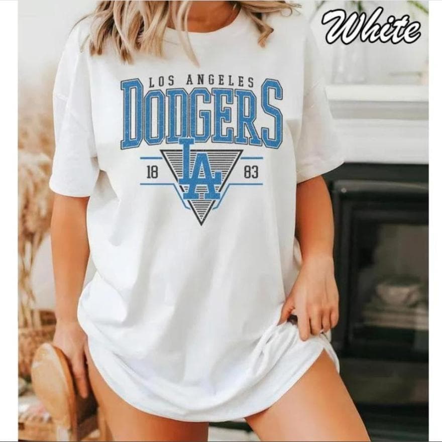 Trendy Vintage Baseball Crewneck Tee - Dodgers & Braves Shirt – image 1, LA Dodgers Tee, LA Dodgers Merch, LA Dodgers Shirt, LA Dodgers Sweatshirt, LA Dodgers Hoodie, LA Dodgers Clothes