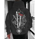 Unisex One Piece Sword Hoodie - Minimalist Straw Hat Anime Design 2 small thumbnail