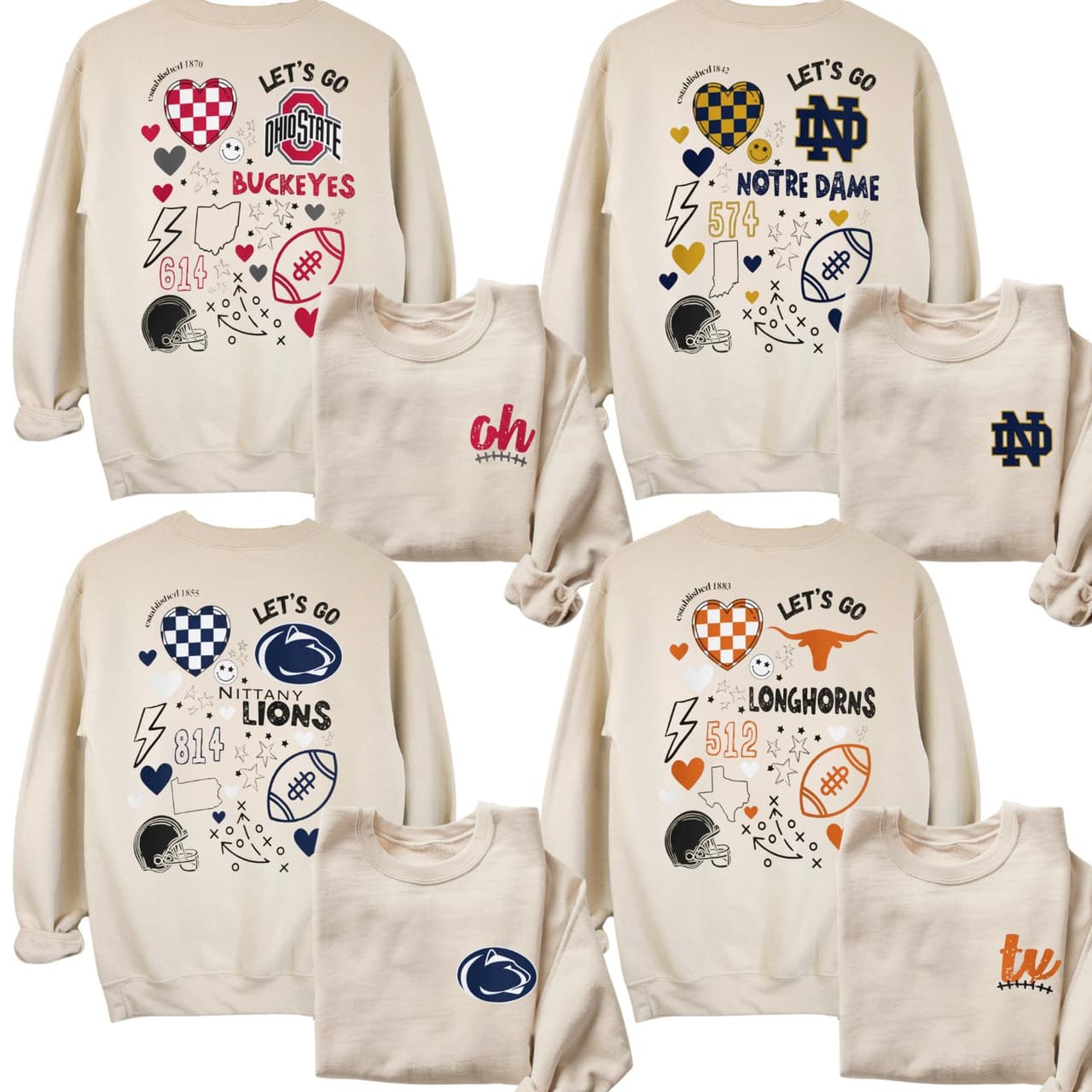 Unisex Vintage Football Crewneck Sweatshirt Retro Game Day – image 1, Vintage College Tee, NCAA T-Shirt, Alabama Crimson Tide tshirt, Ohio State Buckeyes tshirt, Texas Longhorns tshirt, Georgia Bulldogs tshirt, Michigan Wolverines tshirt