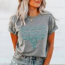 Unisex Western Boot Stitch Shirt: Bull Skull, Turquoise, Cowgirl Rodeo Tee 3 small thumbnail